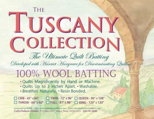 Batting Tuscany 100% Washable Wool 72in x 96in Twin