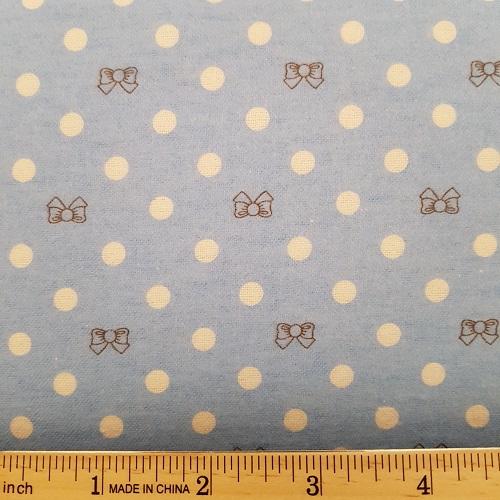 Bows and Dots on Blue Flannel