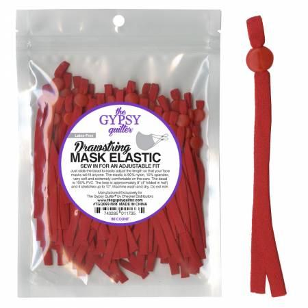 Drawstring Mask Elastic  8in 20ct Red